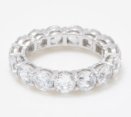 Diamonique 100 Facet "The Amy" Band Ring Platinum Clad