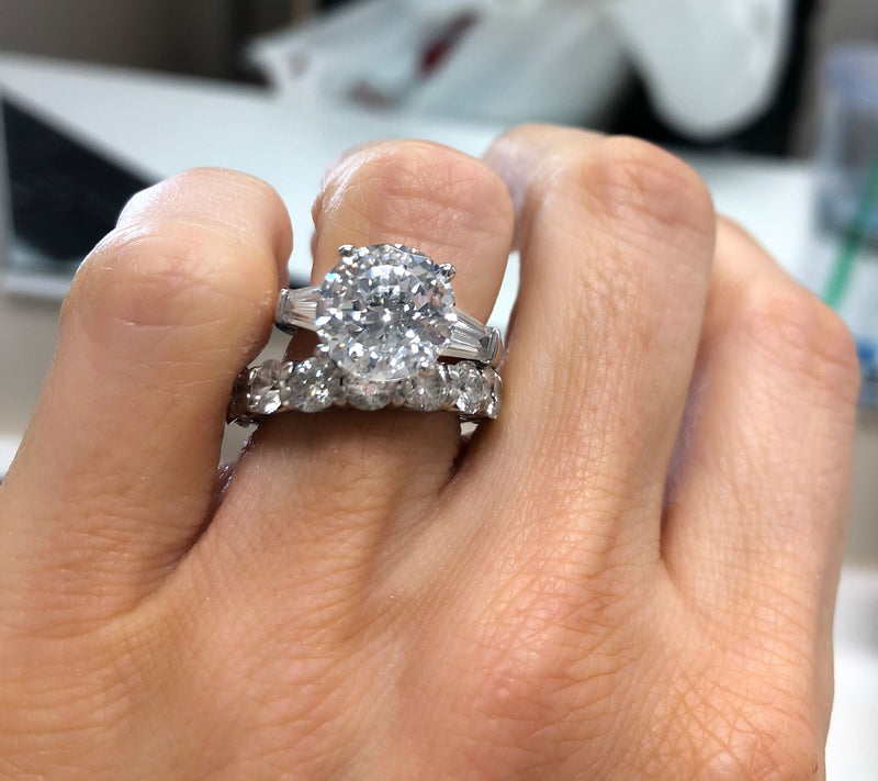 Diamonique 100 Facet "The Amy" Band Ring Platinum Clad — View 5