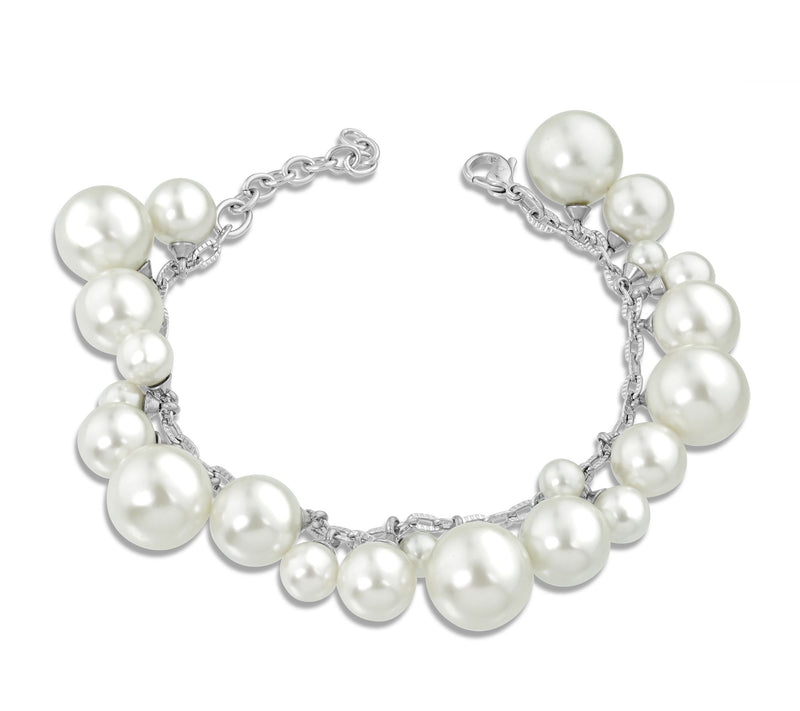 Steel by Design Simulated Pearl  7-1/2" Bracelet — View 6