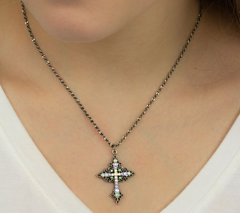Anne Koplik Pastel Crystal Cross Necklace — View 4