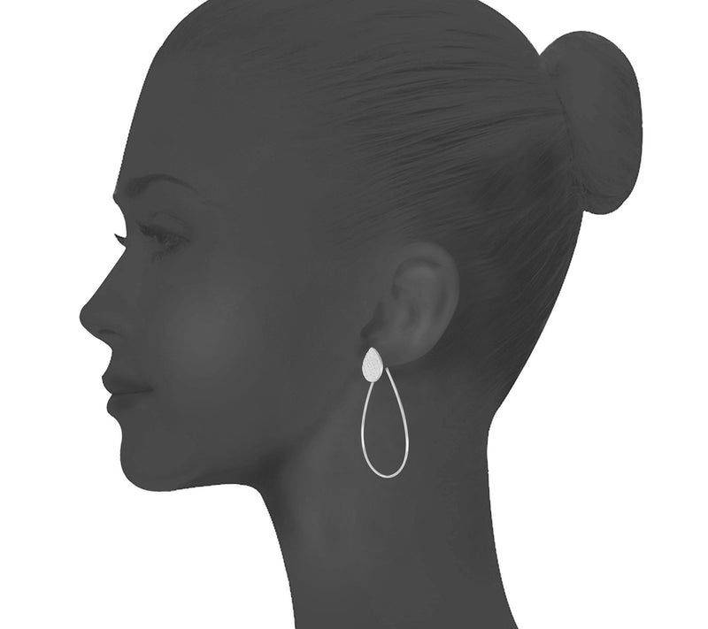 Steel by Design Wire Design Pear Shaped Hoop Ea rrings — View 8