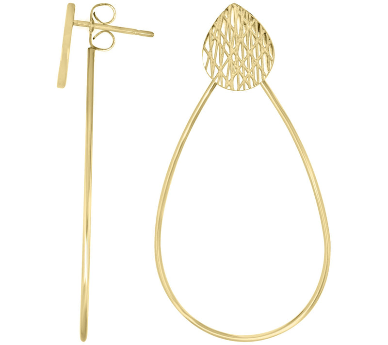 Steel by Design Wire Design Pear Shaped Hoop Ea rrings — View 5