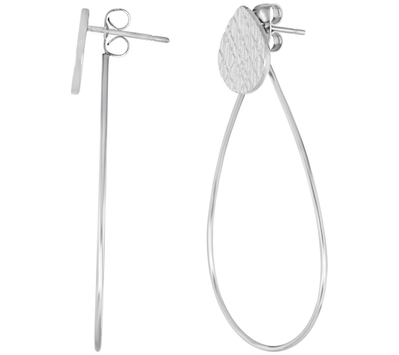 Steel by Design Wire Design Pear Shaped Hoop Ea rrings — View 6