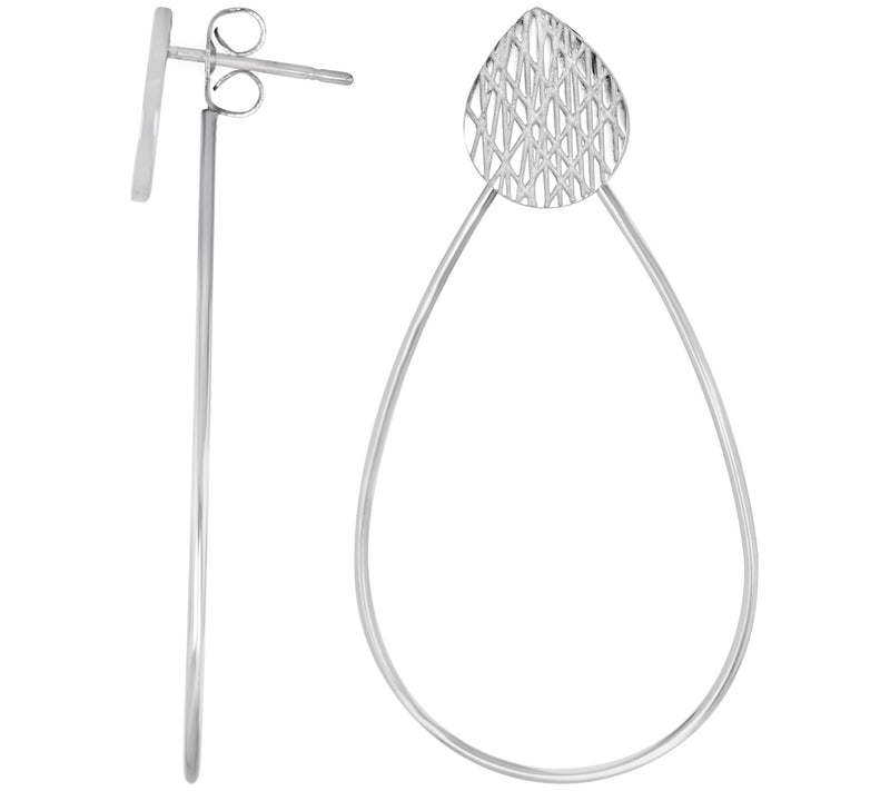 Steel by Design Wire Design Pear Shaped Hoop Ea rrings — View 3