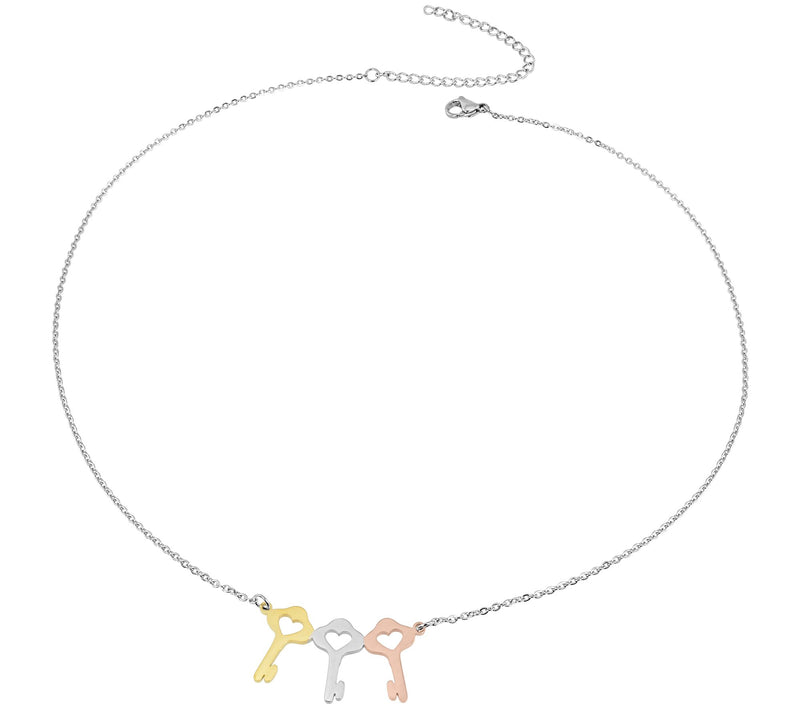 Steel by Design Tri-Color Key Station Necklace — View 3