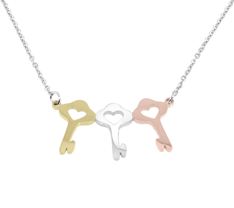 Steel by Design Tri-Color Key Station Necklace — View 4