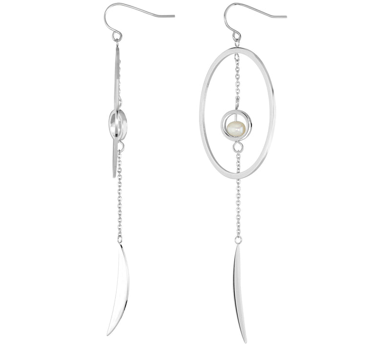 Steel by Design Crescent Hoop Drop Earrings — View 6