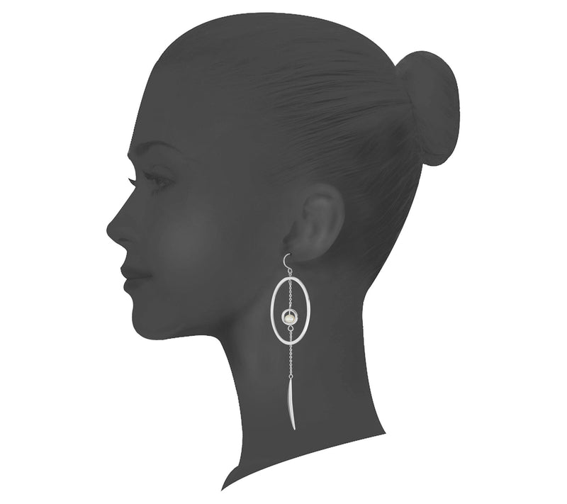 Steel by Design Crescent Hoop Drop Earrings — View 7