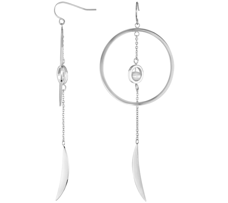 Steel by Design Crescent Hoop Drop Earrings — View 3