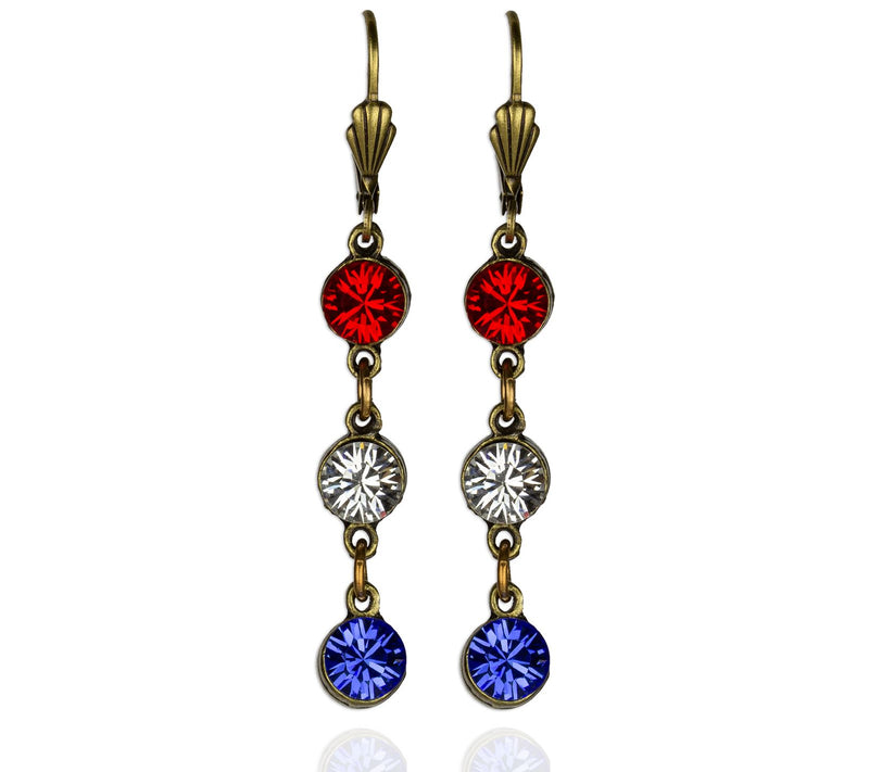 Anne Koplik Americana Triple Drop Crystal Earrings — Main view