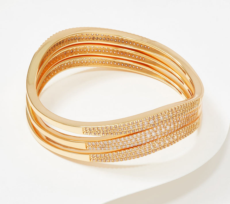 Diamonique x Zaxie Set of 3 Stackable Bangles — Main view
