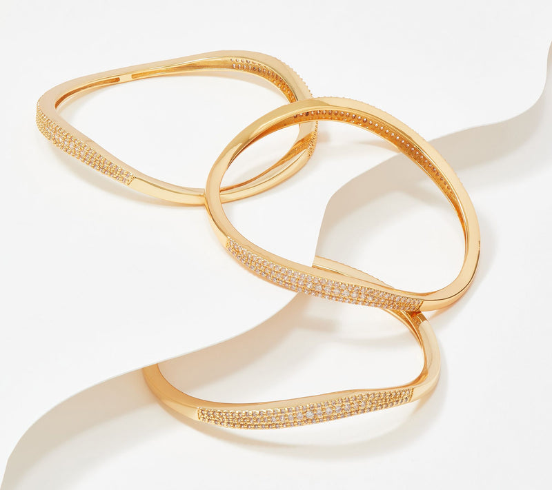 Diamonique x Zaxie Set of 3 Stackable Bangles — View 2