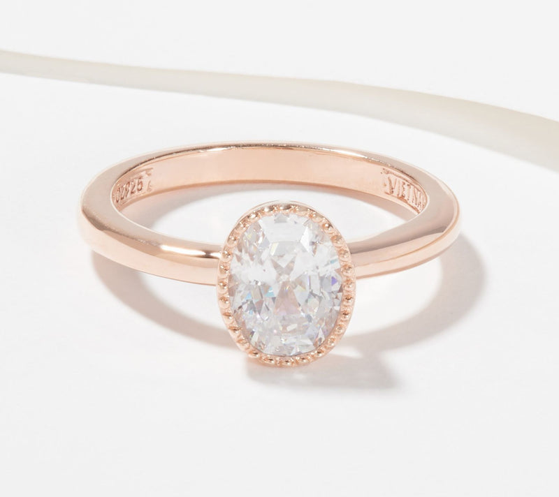 Diamonique 100-Facet 1.5 cttw Oval Cut Solitaire Ring, Sterling — View 9