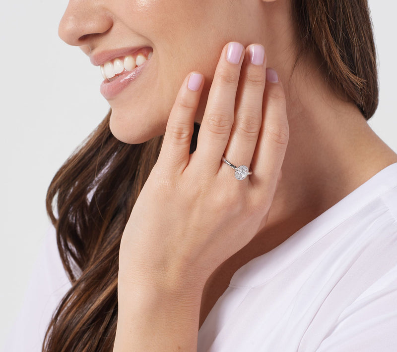 Diamonique 100-Facet 1.5 cttw Oval Cut Solitaire Ring, Sterling — View 4
