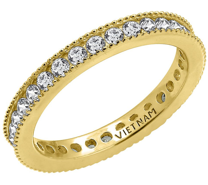 Diamonique 100-Facet Beaded Eternity Band Ring, Sterling Silver — View 7