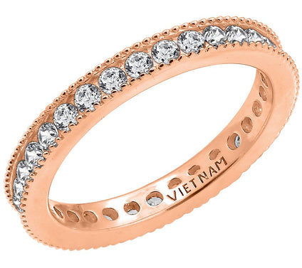 Diamonique 100-Facet Beaded Eternity Band Ring, Sterling Silver