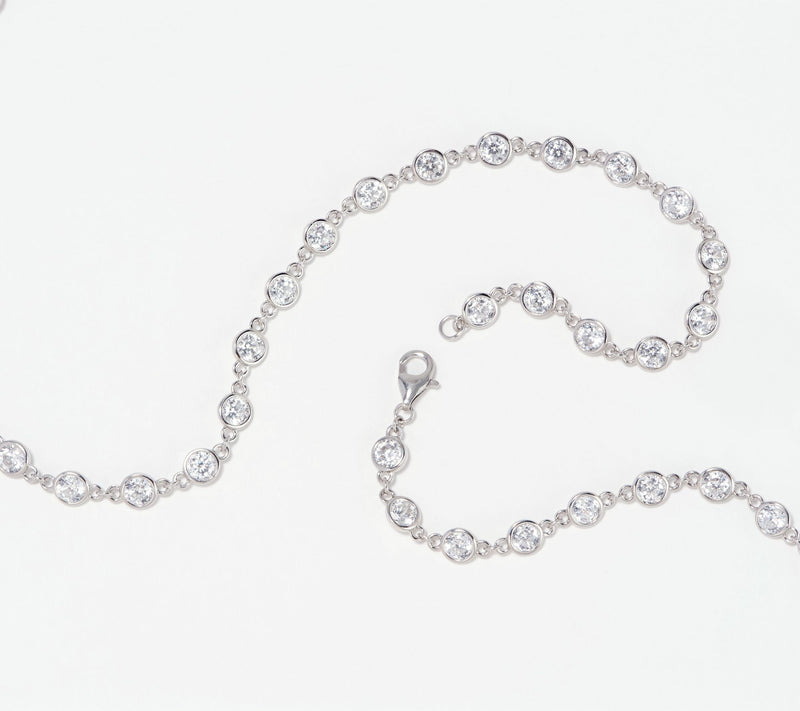 Diamonique- By-The-Yard 100 Facet 20" Necklace, Platinum Clad — View 3