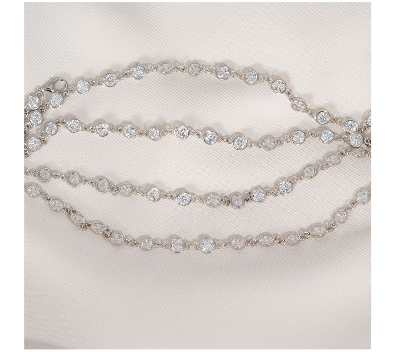 Diamonique- By-The-Yard 100 Facet 20" Necklace, Platinum Clad — View 5