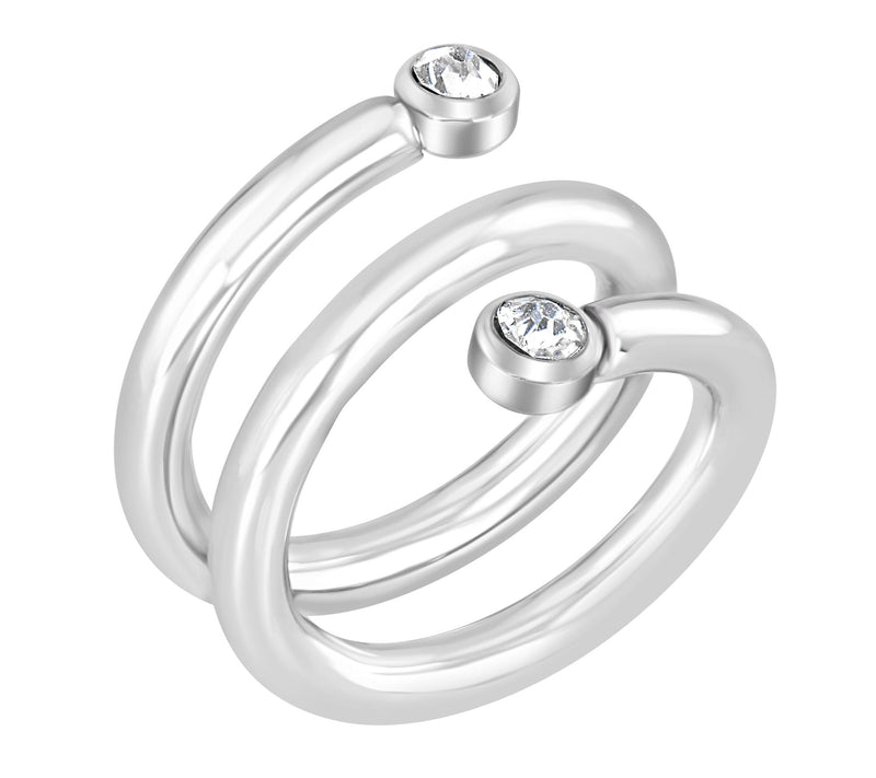 Steel by Design Crystal Wrap Around Ring — View 2