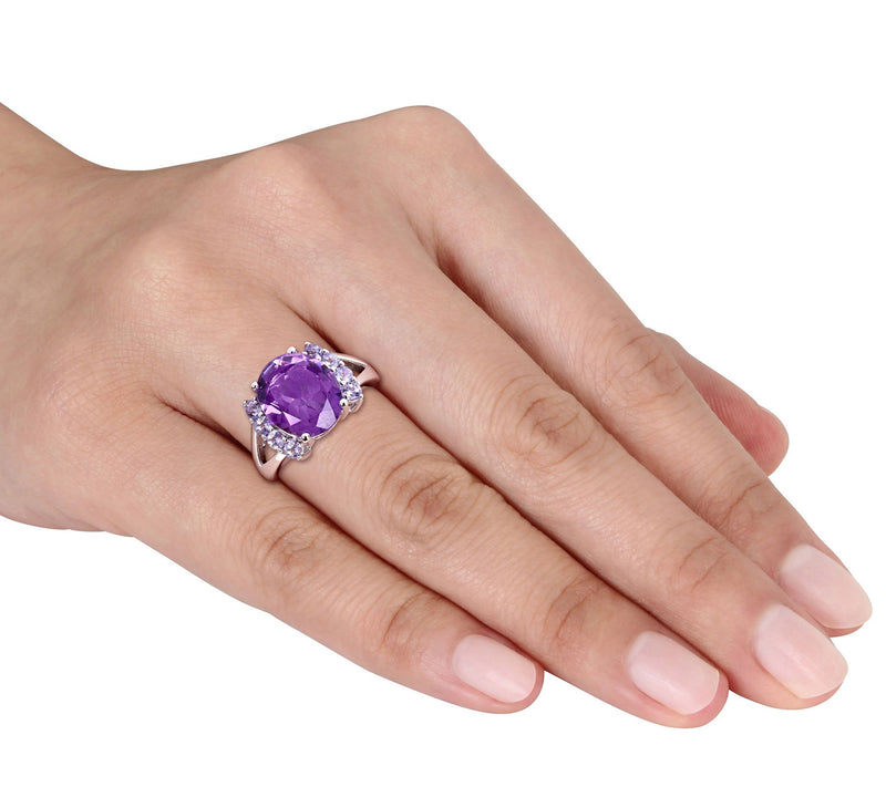 Sterling Silver 4.55 cttw Amethyst & Tanzaniteing — View 5