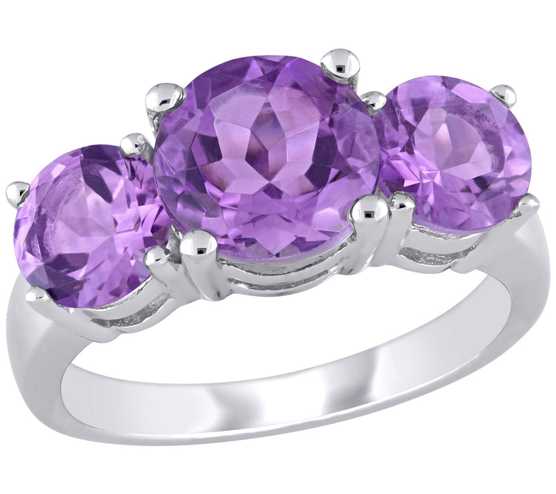 Sterling Silver 3.40 cttw Amethyst 3-Stone Ring — Main view