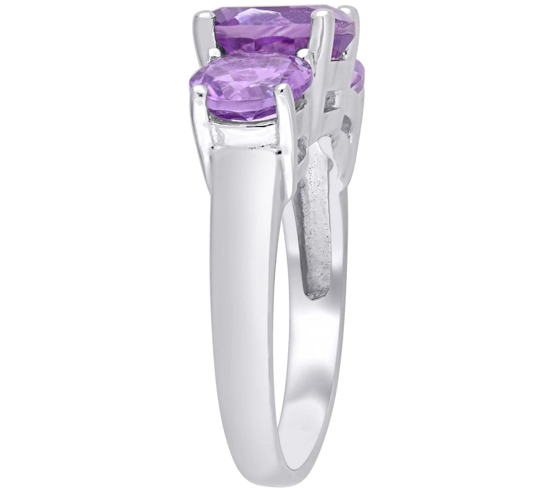 Sterling Silver 3.40 cttw Amethyst 3-Stone Ring — View 4