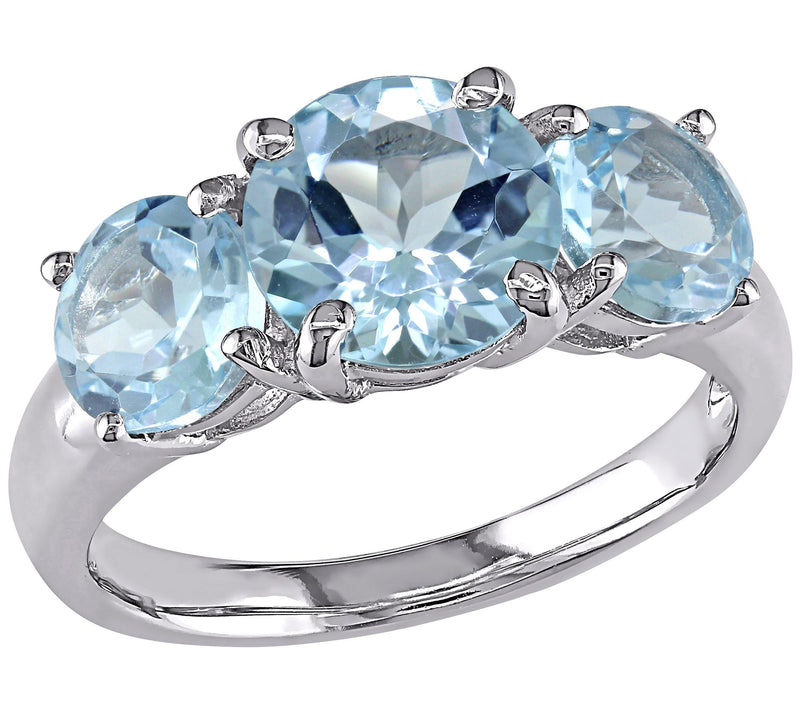 Sterling Silver 4.35 cttw Blue Topaz 3-Stone Ri ng — View 3
