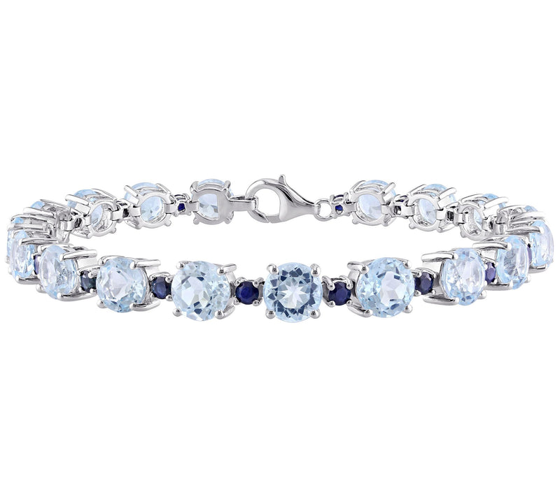 Sterling Silver 29.45 cttw Blue Topaz & Sapphir e Bracelet — Main view