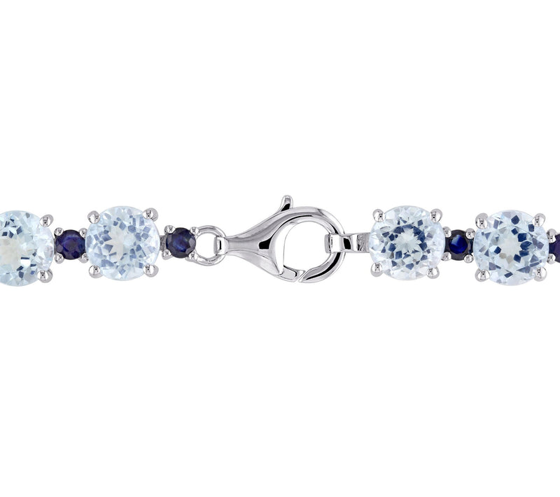 Sterling Silver 29.45 cttw Blue Topaz & Sapphir e Bracelet — View 4