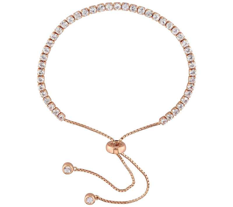 18K Rose Gold Plated 3.75 cttw White Topaz Adju stable Bracele — View 3