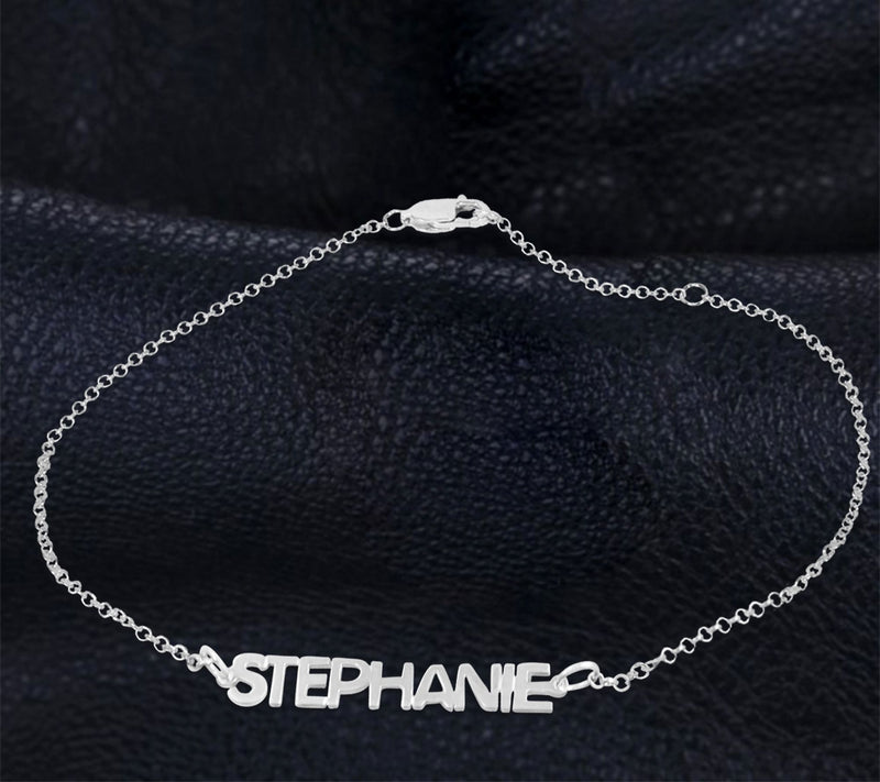 Sterling Personalized Name Ankle Bracelet — View 4