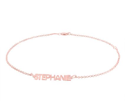 14K Rose Gold Plated Sterling Personalized Ankl e Bracelet
