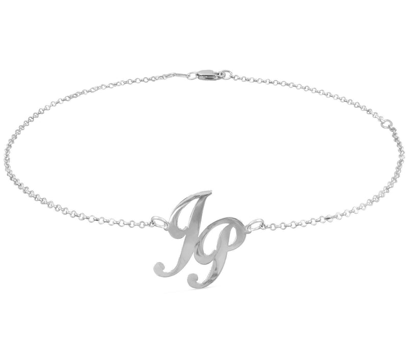 Sterling Silver Personalized Monogram Ankle Bra celet — View 3