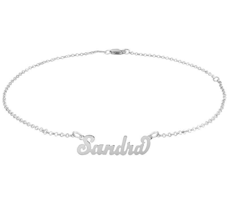Sterling Silver Cursive Name Personalized AnkleBracelet — Main view