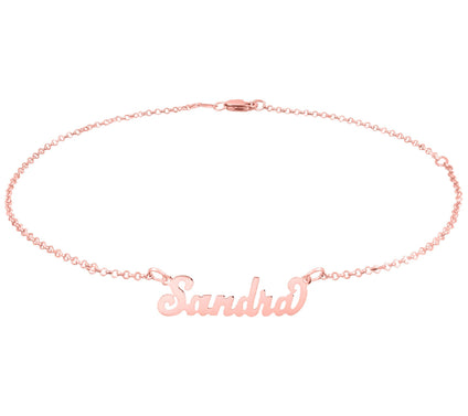 14K Rose Gold Plated Cursive Name Ankle Bracele t
