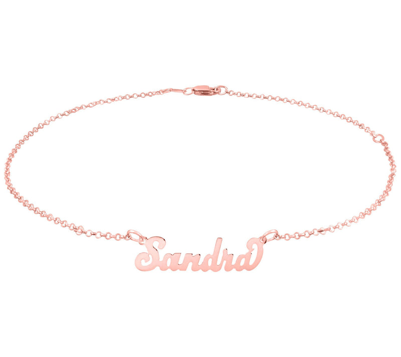 14K Rose Gold Plated Cursive Name Ankle Bracele t — View 3