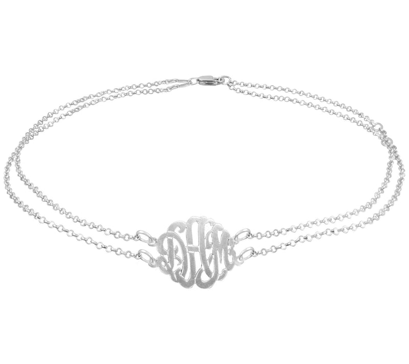 Sterling Silver Personalized Monogram Ankle Bra celet — Main view