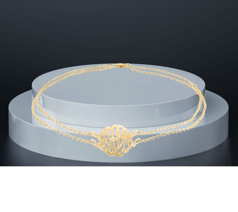14K Gold Plated Sterling Monogram Ankle Bracele t — View 4