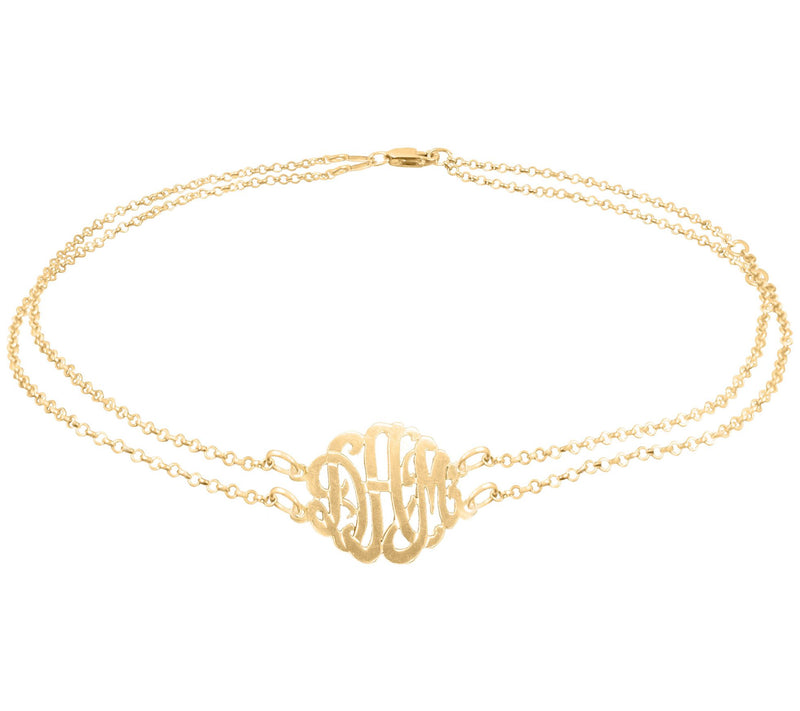 14K Gold Plated Sterling Monogram Ankle Bracele t — View 3