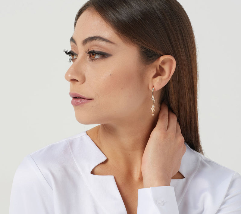 Diamonique x Amy Stran Vine Hoop Earrings — View 9