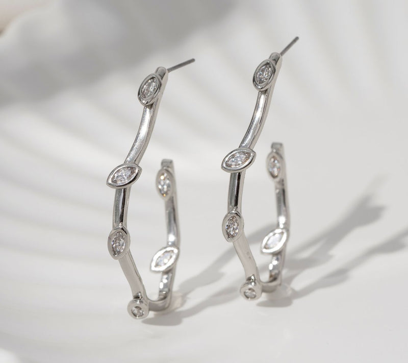 Diamonique x Amy Stran Vine Hoop Earrings — View 8