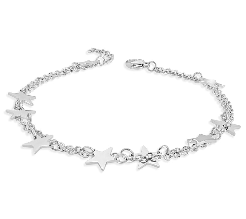 Steel by Design Double Strand Star Ankle Bracelet — View 4