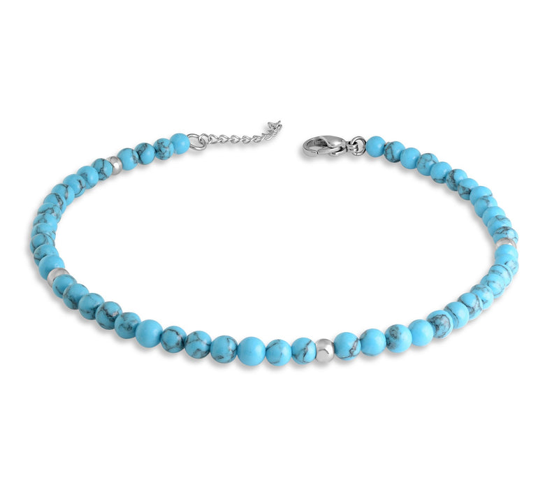 Steel by Design Stainless Howlite Bead Ankle Br acelet — View 4