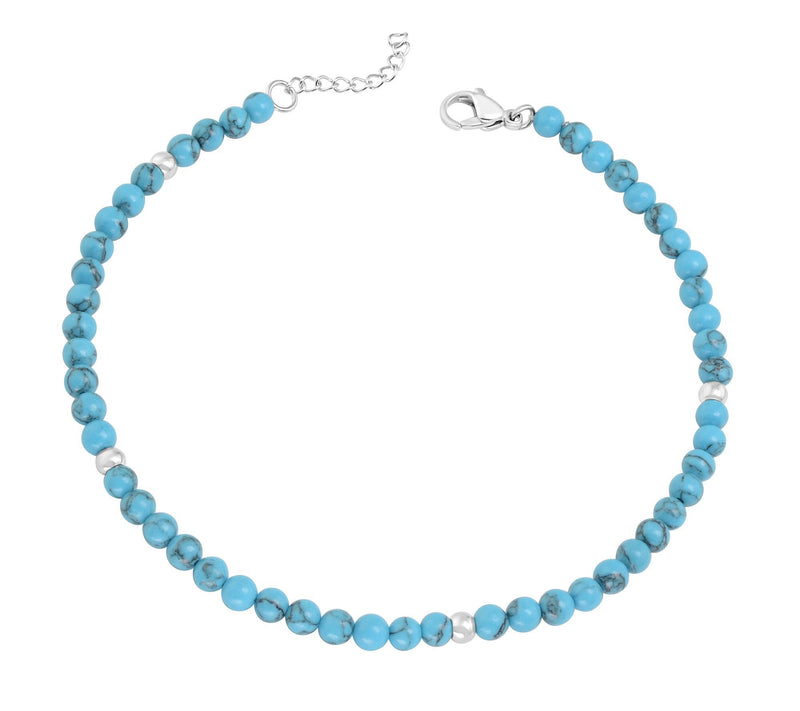 Steel by Design Stainless Howlite Bead Ankle Br acelet — View 3