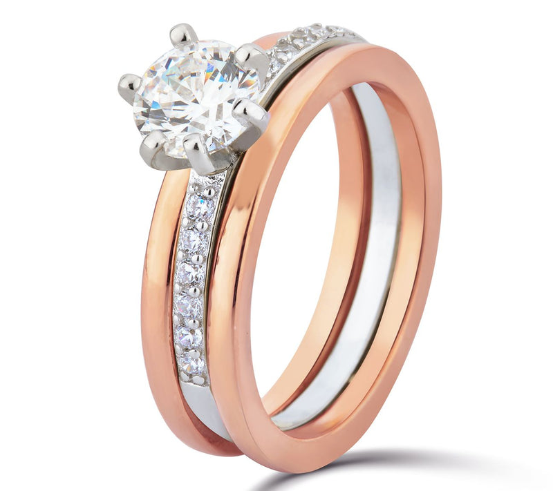 Diamonique 1.15 cttw Trio Ring Set, Sterling Silver — View 8