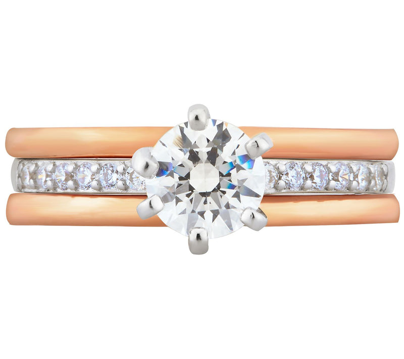 Diamonique 1.15 cttw Trio Ring Set, Sterling Silver — View 3