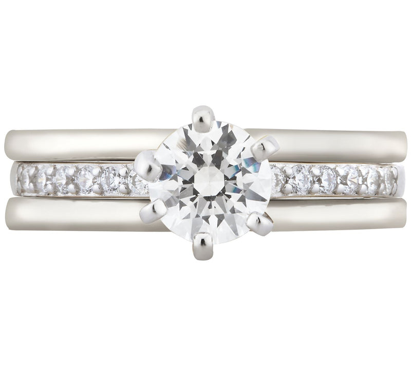 Diamonique 1.15 cttw Trio Ring Set, Sterling Silver — View 5