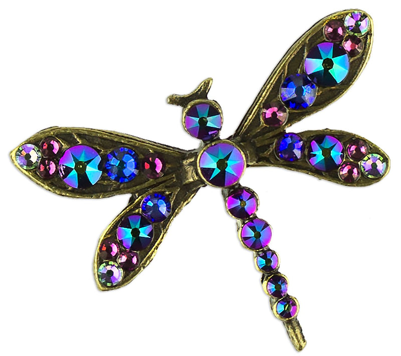 Anne Koplik Crystal Dark Multi-Colo r Dragonfly Pin — View 3