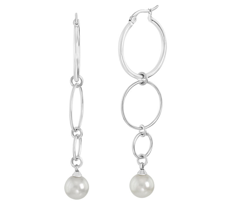 Steel by Design Graduated Hoop Drop Earrings — View 3