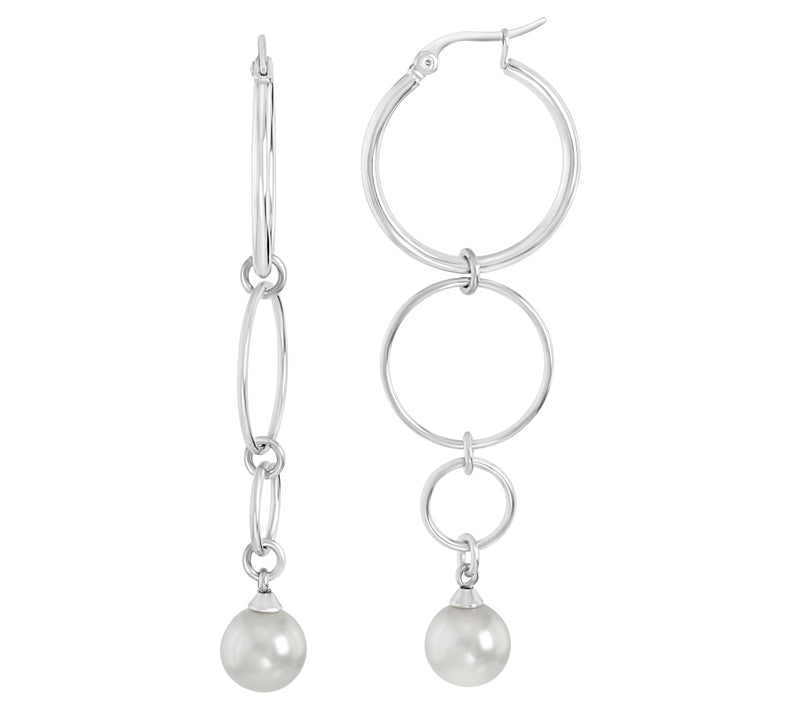 Steel by Design Graduated Hoop Drop Earrings — View 6